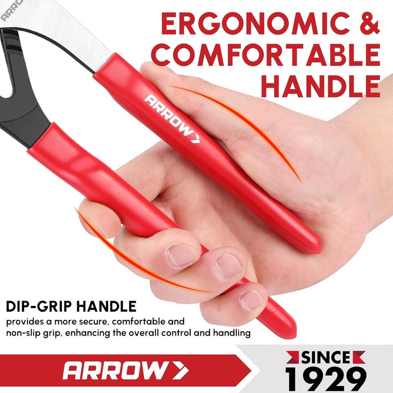 Arrow Fastener ARROW Groove Joint Pliers, 10" Adjustable Water Pump Pliers with 7 Jaw Positions, Serrated Jaws and Comfort Dip-grip Handle, Ideal for Plumbing Repair and Home Maintenance - Image 5